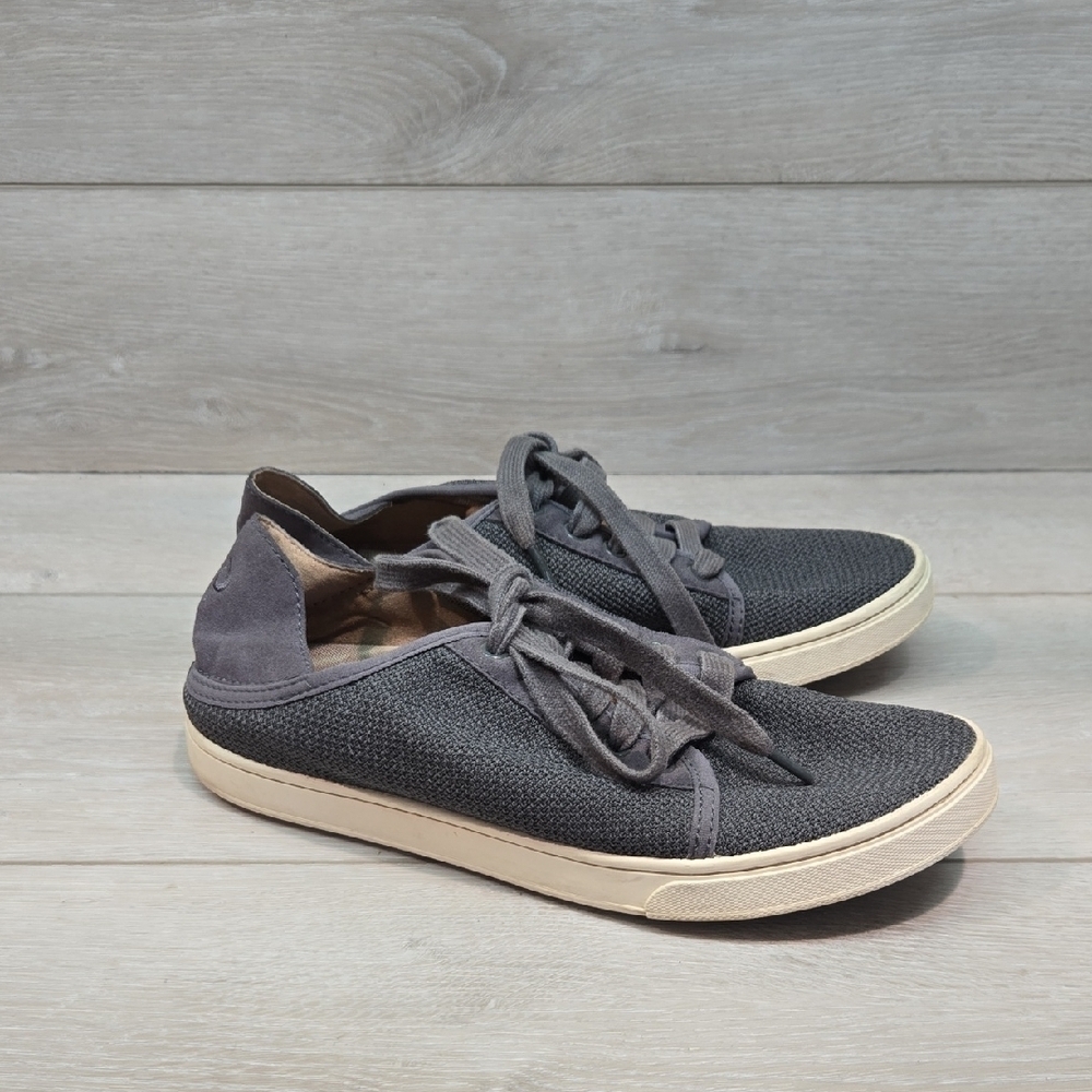 Olukai Women Pehuea Li Gray Casual Sneakers Shoes Loafer Sz 7.5